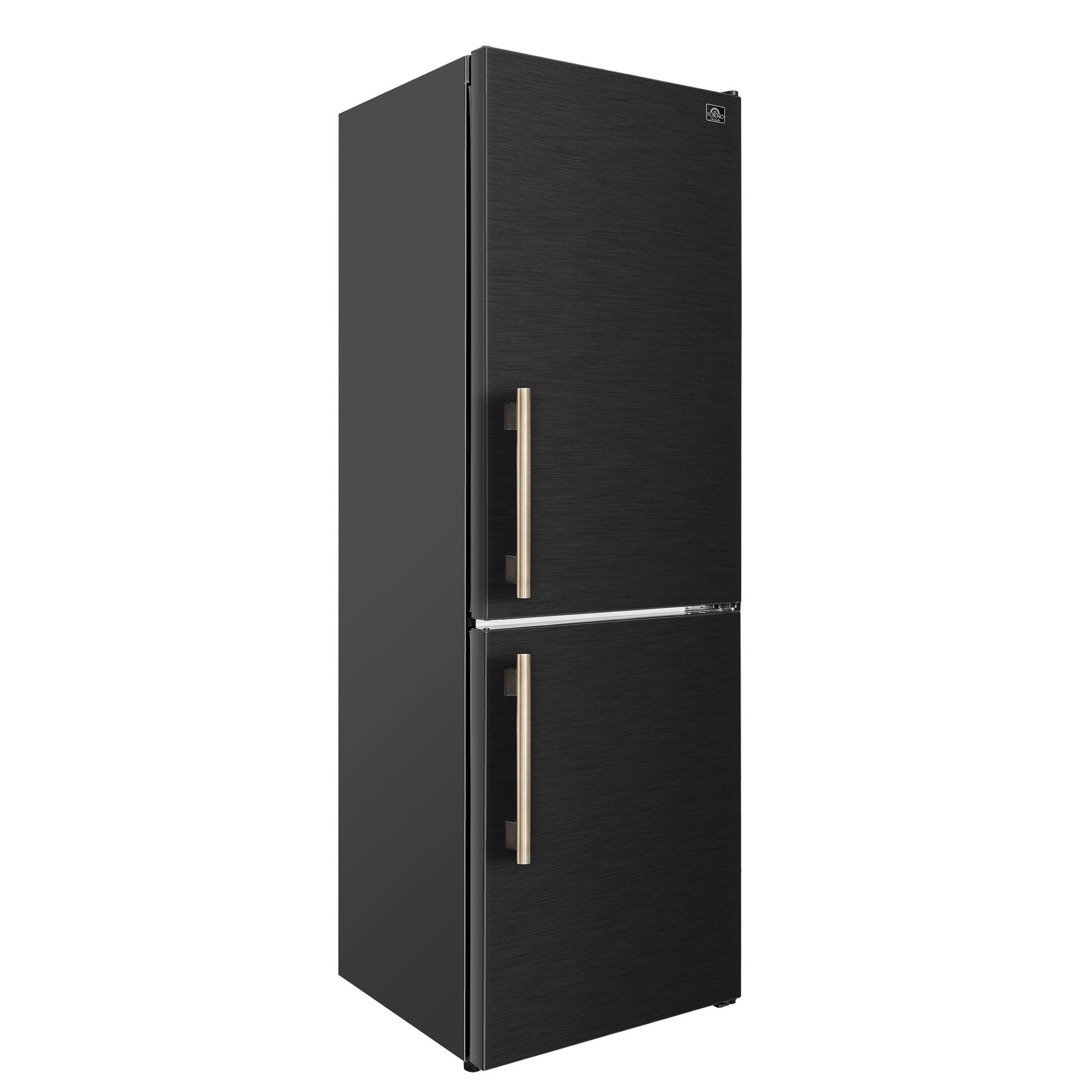 Angle. Forno Appliances - Custodia 10.3 Cu. Ft. 24" Counter-Depth Bottom Freezer Refrigerator with Right-Hinge Door and Total No Frost - Black - Black.