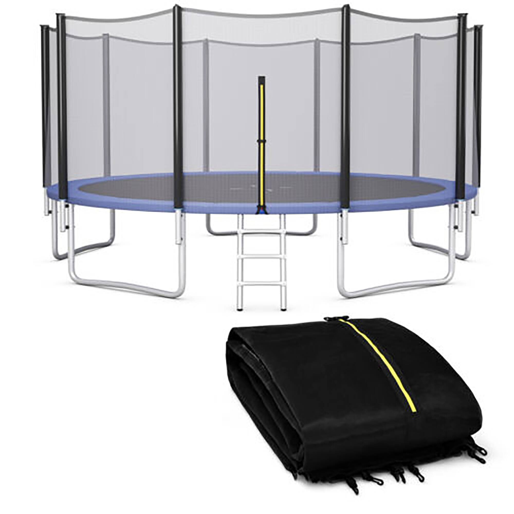 Front. Gymax - Gymax 15FT Trampoline Safety Net Replacement Protection Enclosure Net for 10 Poles - Black.