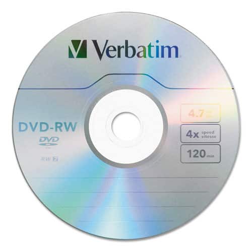 Verbatim - 95179 4.7 GB 4x DVD-RW Rewritable Disc - (30/Pack) - Silver