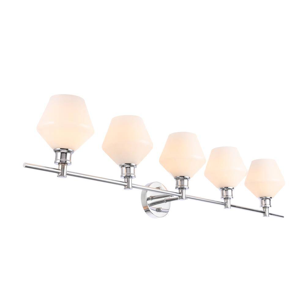 Alt View 6. Living District - Gene 5 light Chrome and Frosted white glass Wall sconce - Chrome And Frosted White Glass.