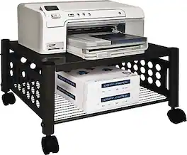 Vertiflex - Metal Mobile Printer Stand with Lockable Wheels - Black