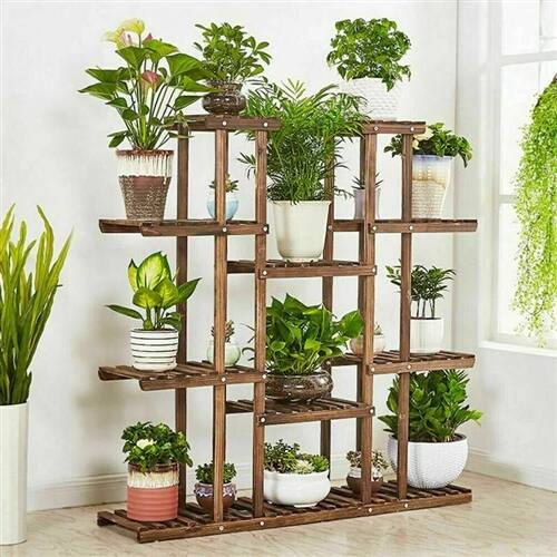 Alt View 1. SlickBlue - Solid Wood 11-Tier Vertical Plant Stand for Indoor and Outdoor Spaces - Brown.