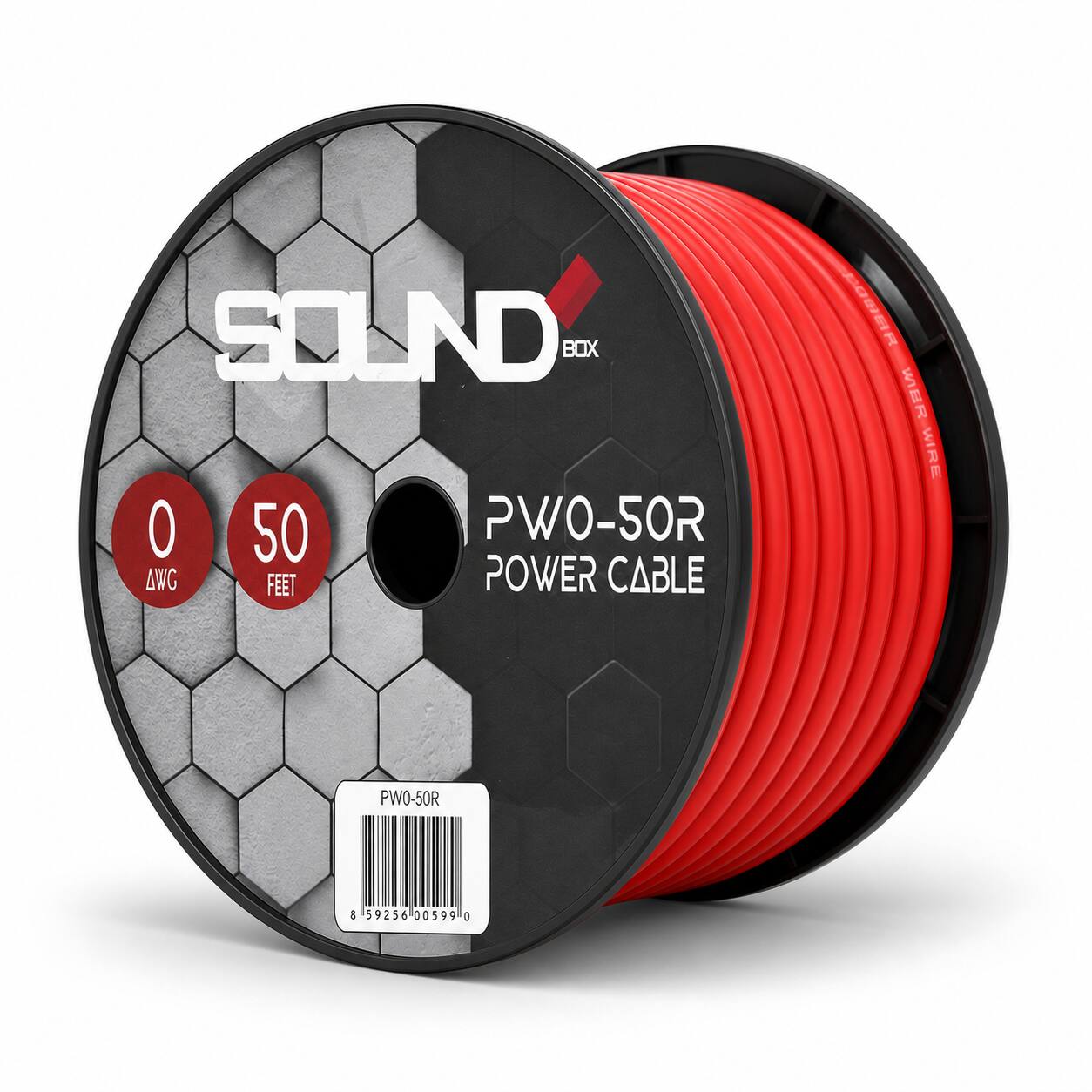SOUND BOX  
0 50 PWO-50R AWG FEET POWER CABLE  
POWER WIRE  
PWO-50R  
8 59256 00599 0