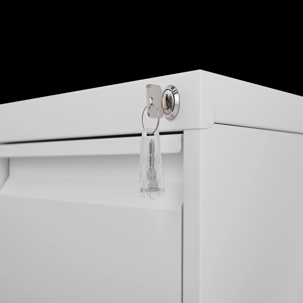 Alt View 8. Loheer - Loheer 3 Drawer Vertical File Cabinet with Lock Narrow Metal Steel Storage Cabinet for Home Office White.