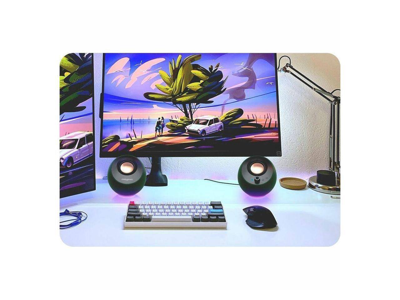 Alt View 3. Creative Labs - Creative Labs Pebble Pro 2.0 Bluetooth Desktop Speakers (White) - White.