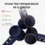 Know the temperature at a glance:

* Hot: 176F/80C
* Medium: 120F/50C
* Cold: Room temp
* Cycling Mode: HIO