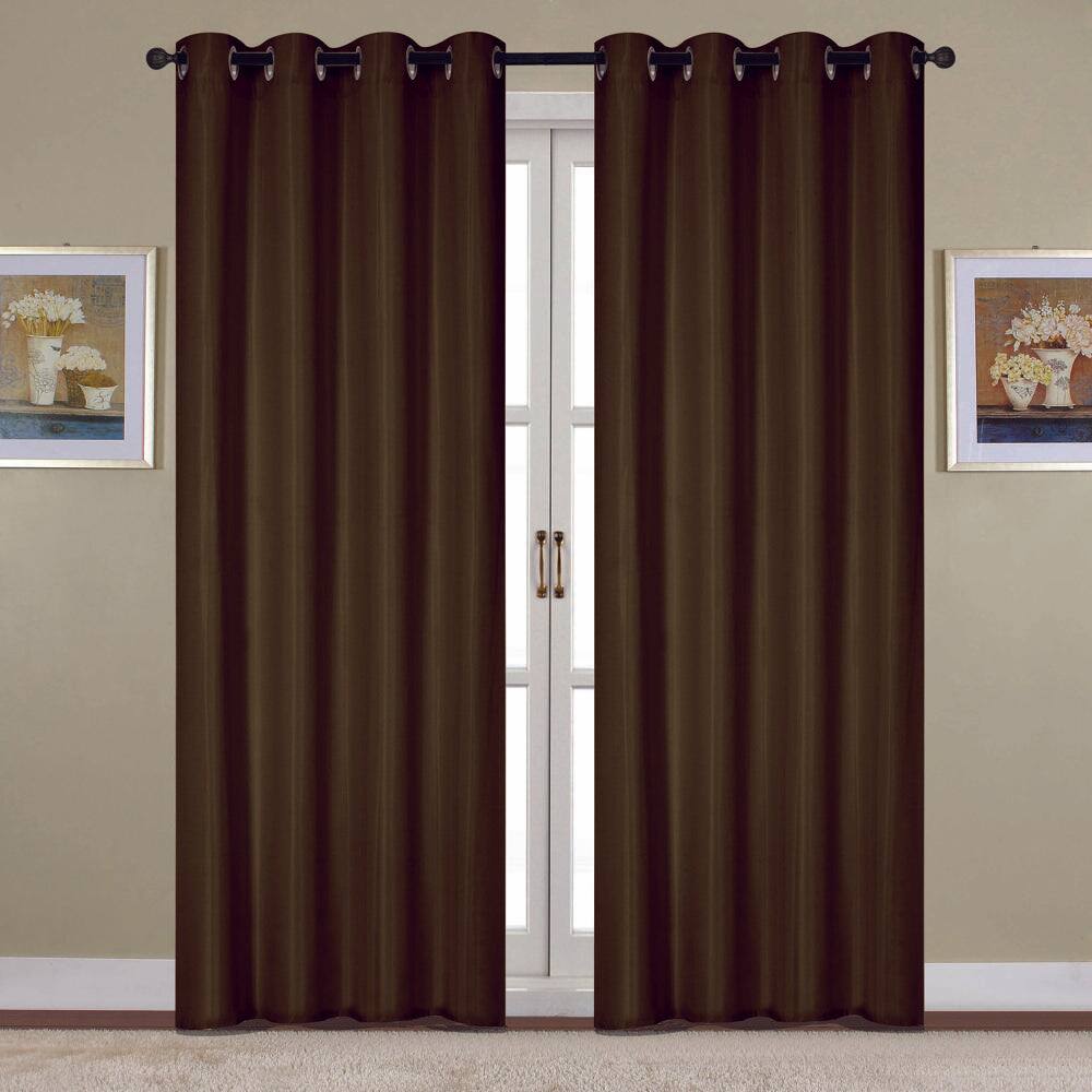 Angle. RT Designers Collection - RT Designers Collection Kennedy Elegant Chocolate Grommet Curtain Panel - Chocolate.