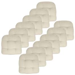 Sweet Home Collection - Patio Cushions Indoor/Outdoor Chair Pads Tufted 19" x 19", 12-Pack - Cream