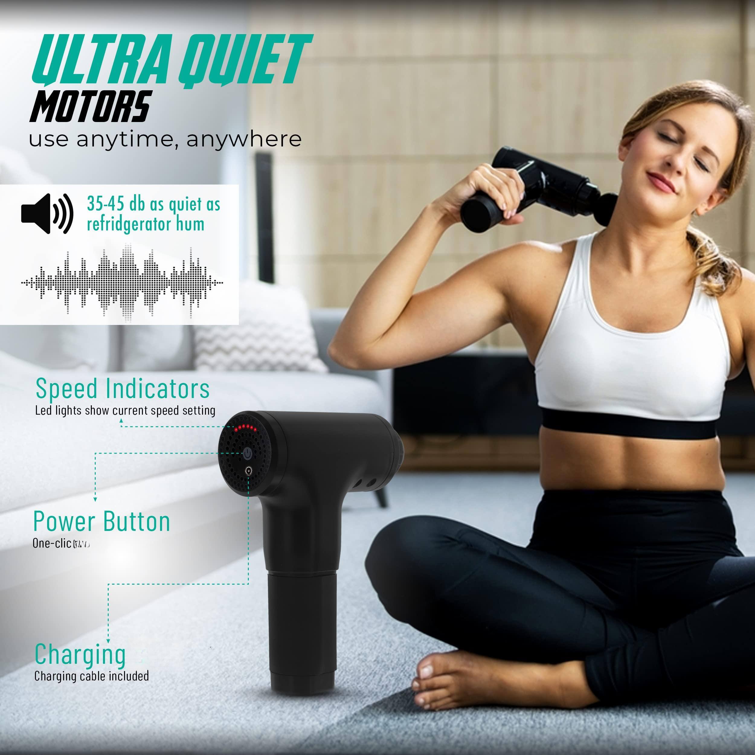 **ULTRA QUIET MOTORS**  
use anytime, anywhere  

35-45 db as quiet as refrigerator hum  

**Speed Indicators**  
Led lights show current speed setting  

**Power Button**  
One-click  

**Charging**  
Charging cable included