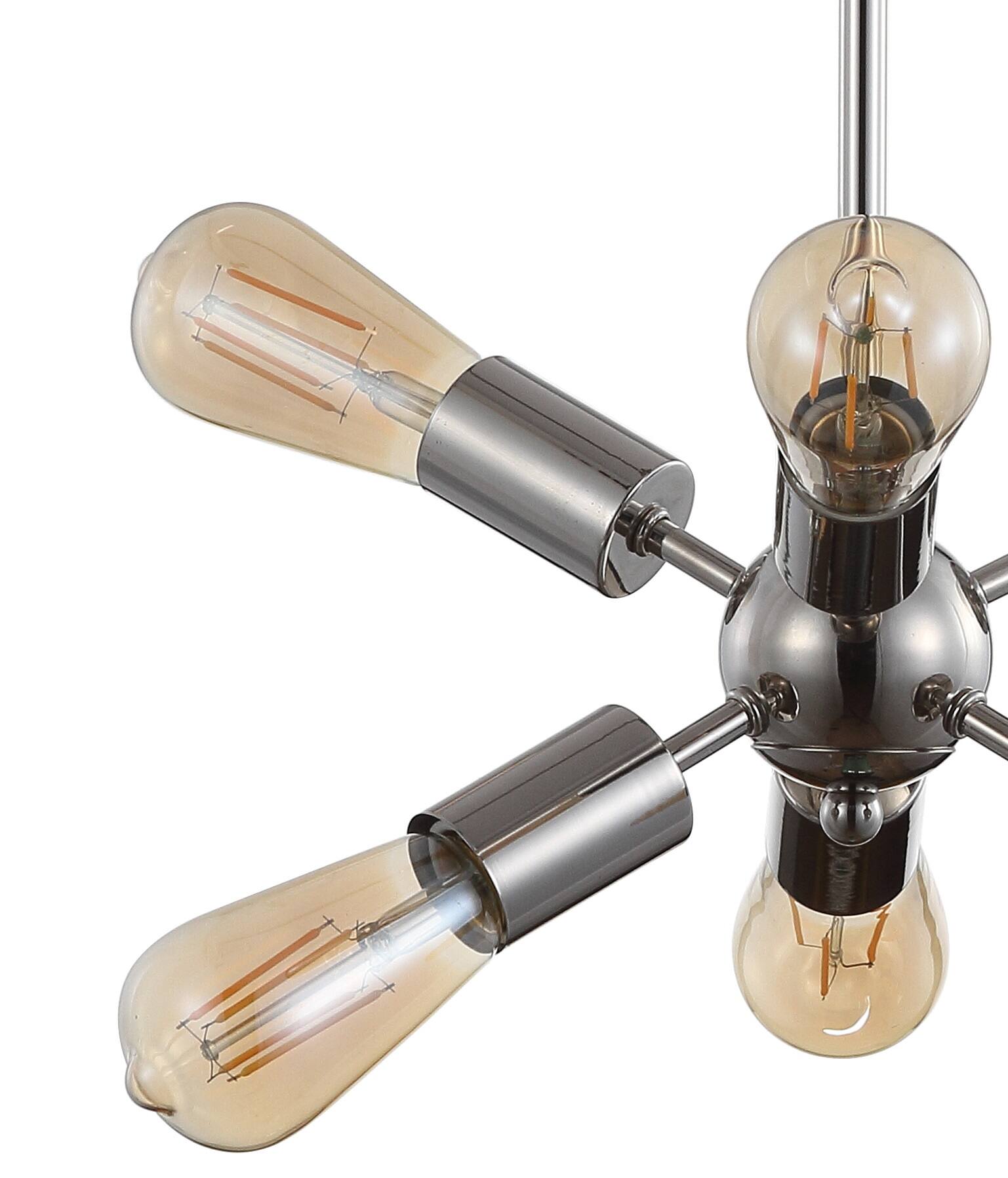 Alt View 4. Jonathan Y - Jobs 17.5" Sputnik Metal LED Chandelier, Nickel - Nickel.