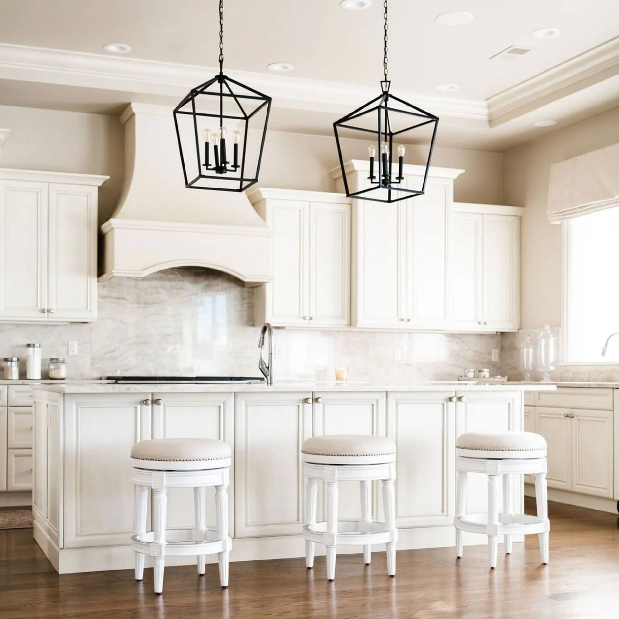 Left. Maven Lane - 31" Pullman Backless Bar Stool In Alabaster White Finish Fabric Upholstery - Alabaster White.