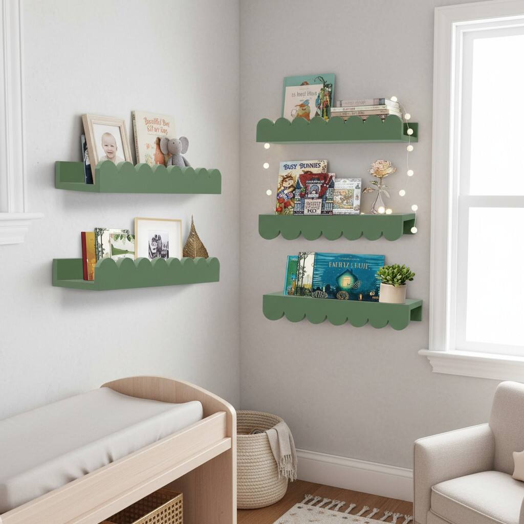 Sure, here is the corrected and grouped text from the image:

1. **Top Shelf:**
   - "I need him"
   - "BUST SUNNIES"

2. **Middle Shelf:**
   - "BUST SUNNIES"
   - "FAIRY TALES"

3. **Bottom Shelf:**
   - "FAIRY TALES"

4. **Books and Items:**
   - "Baseball Book"
   - "I need him"
   - "BUST SUNNIES"
   - "FAIRY TALES"

5. **Decorative Items:**
   - Small stuffed animal
   - Small plant
   - Decorative items like a small tree and a rose

6. **Text on the Wall:**
   - "I need him"
   - "BUST SUNNIES"
   - "FAIRY TALES"

This text is grouped based on the shelves and items visible in the image.