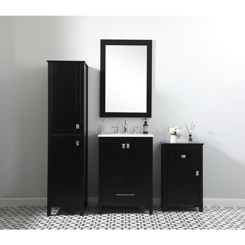 Alt View 7. Elegant Kitchen and Bath - 18 Inch Wide Bathroom Storage Freedstanding Cabinet In Black - Black.