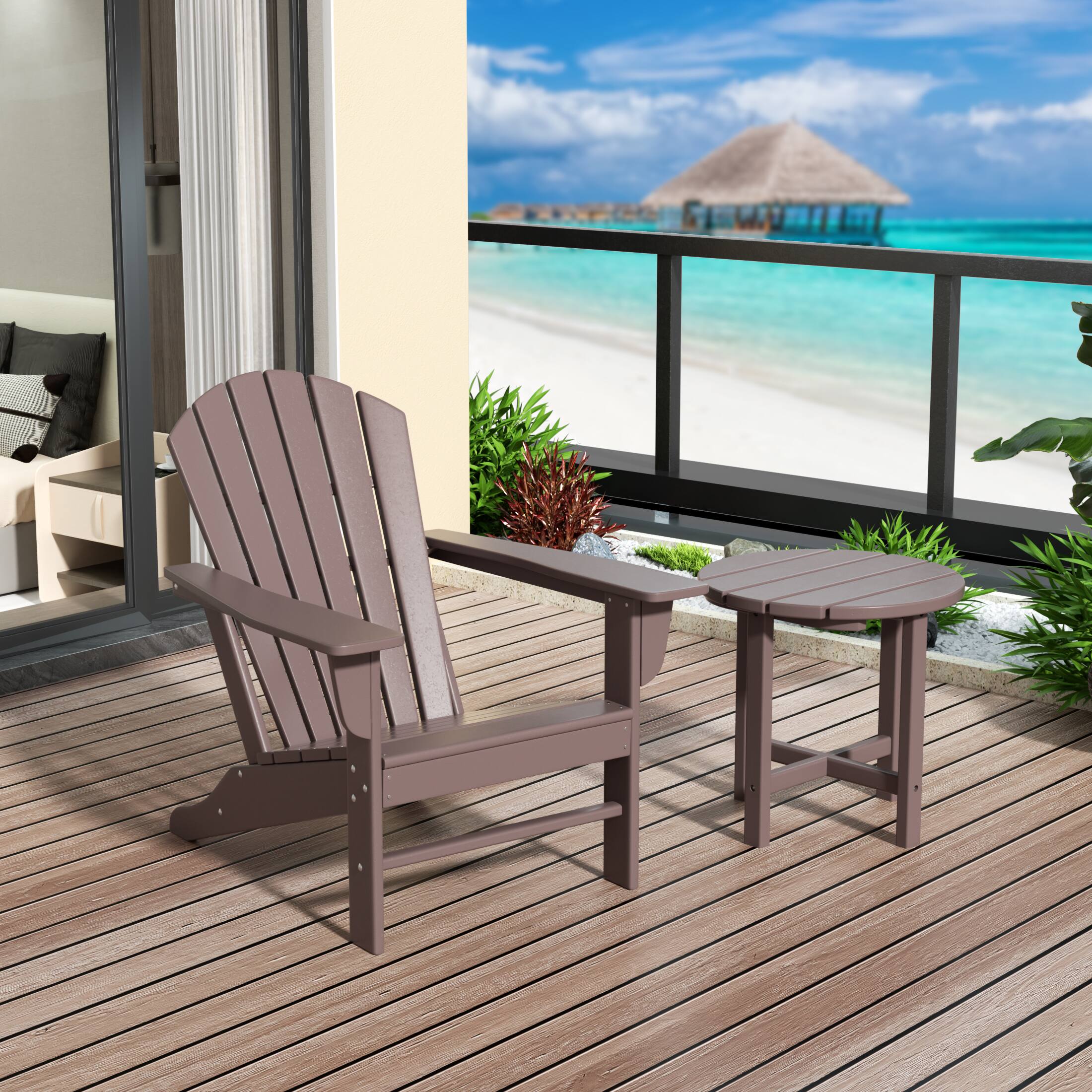 Angle. WestinTrends - WestinTrends Dylan Outdoor Adirondack Chair with Side Table Set - Dark Brown.