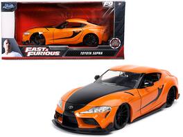 Toyota Supra Orange with Black Stripes "Fast & Furious 9 F9" (2021) Movie 1/24 Diecast Model Car by Jada - Orange, Black