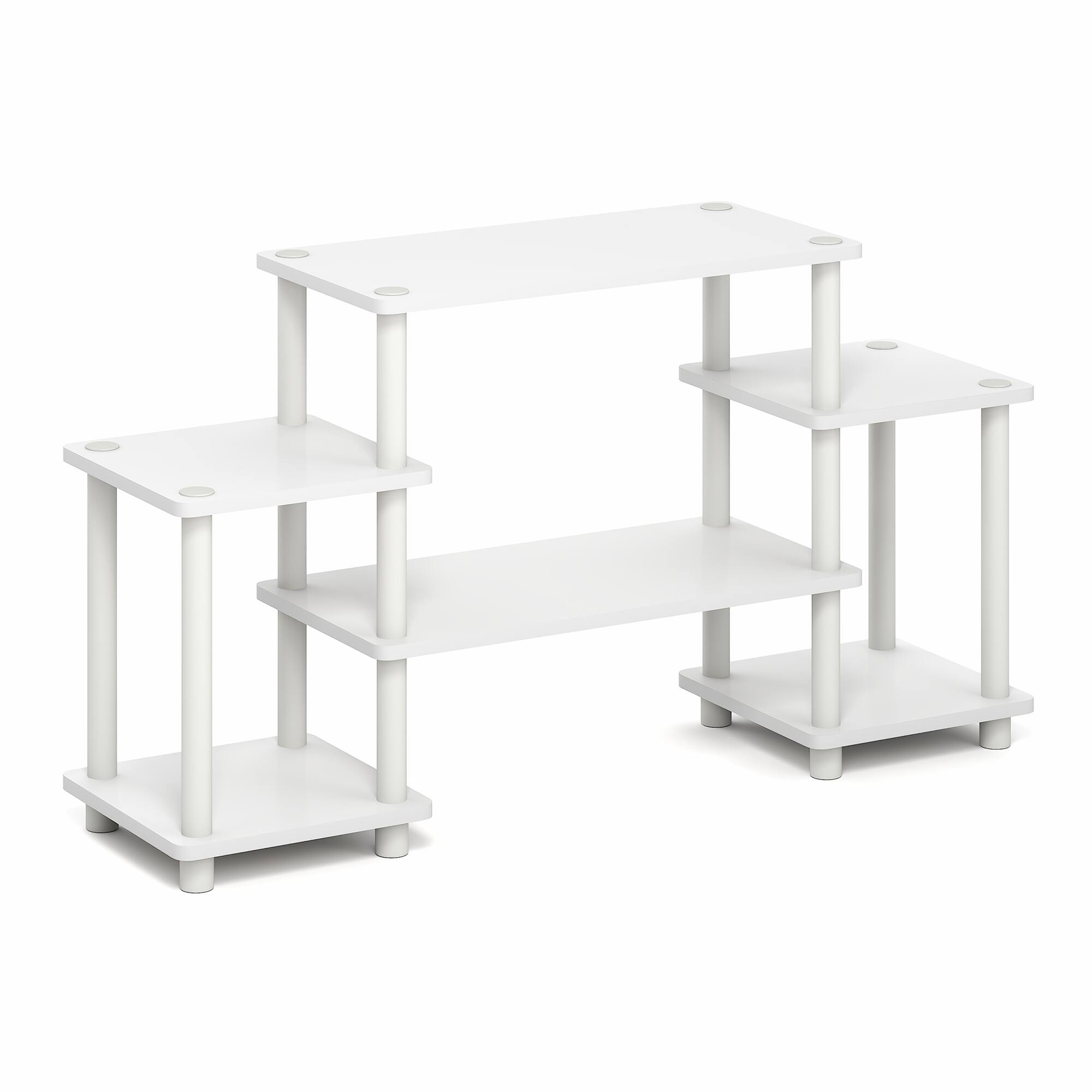Alt View 6. Furinno - TURN-N-TUBE TV Stand, Entertainment Center with Open Shelves for TV up to 32 Inch, Toolless TV Console with Raised Top - White/White.