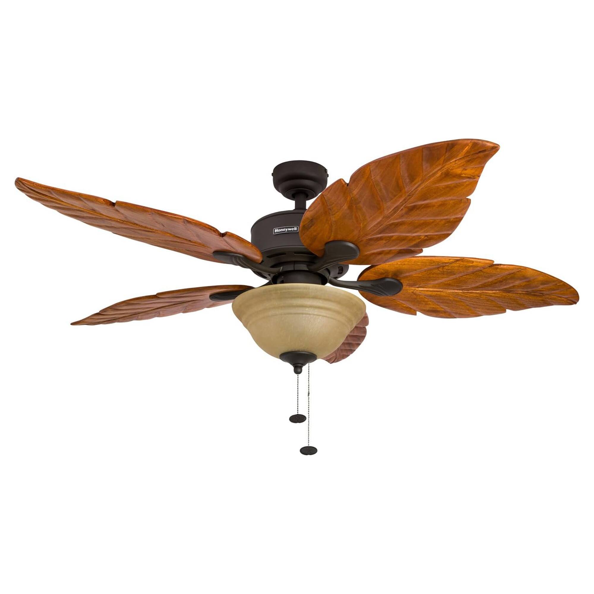 Front. Honeywell - Honeywell Sabal Palm 52-Inch Tropical Ceiling Fan with Light, 5 Blades, Bronze - Bronze.
