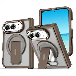 Dteck - For iPhone Duo Rugged Magnetic Case Compatible with Magsafe, Invisible Kickstand Shockproof Translucent Matte Cover - Desertgold
