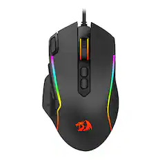 Front. REDRAGON - Ardal M615 Gaming Mouse, with RGB streaming lights, 8 buttons, 7200 DPI, multifunctional software - Black.