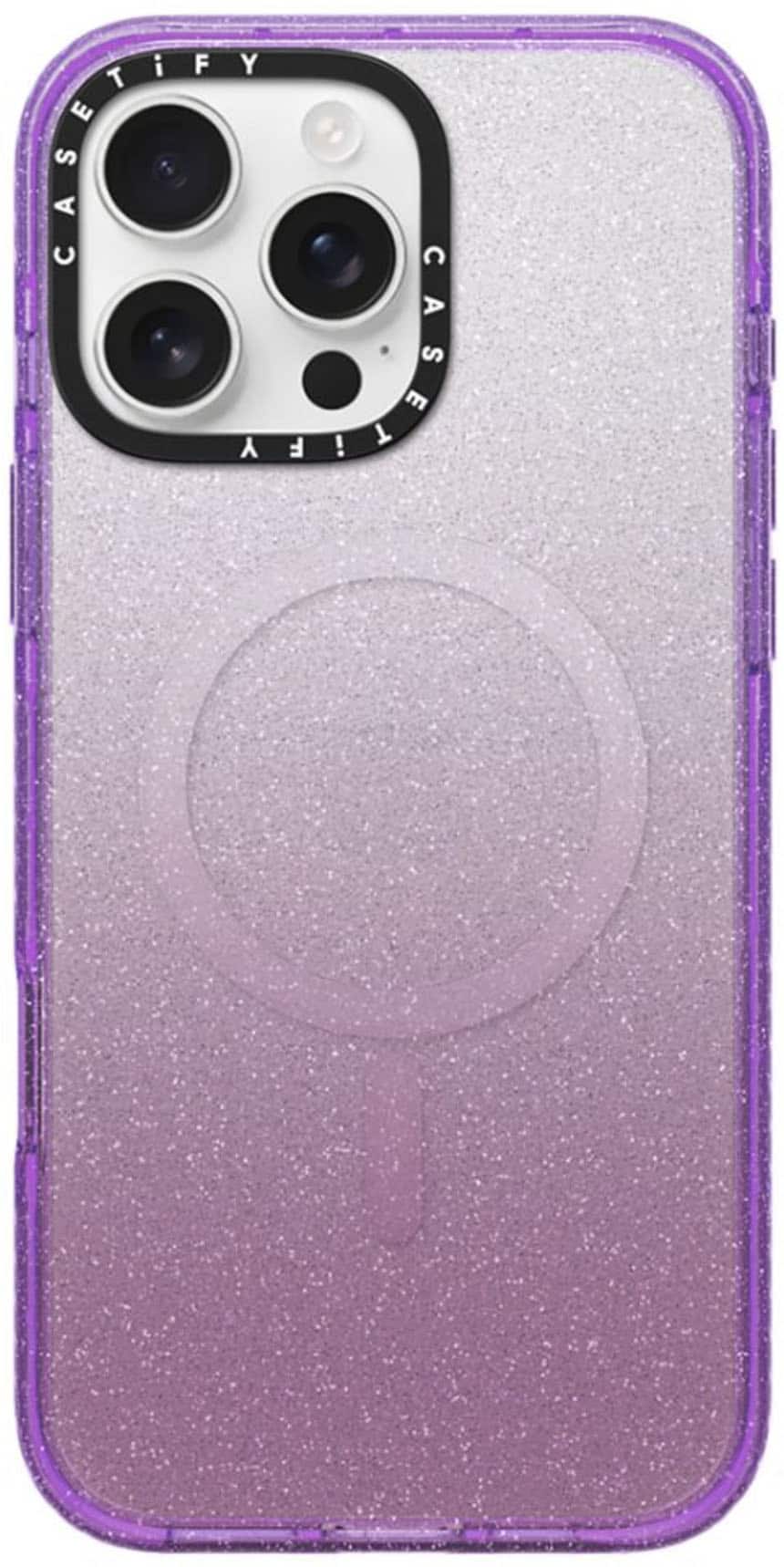 Front. CASETiFY - iPhone 16 Pro Max Glitter Case MagSafe Compatible - Purple - Purple.