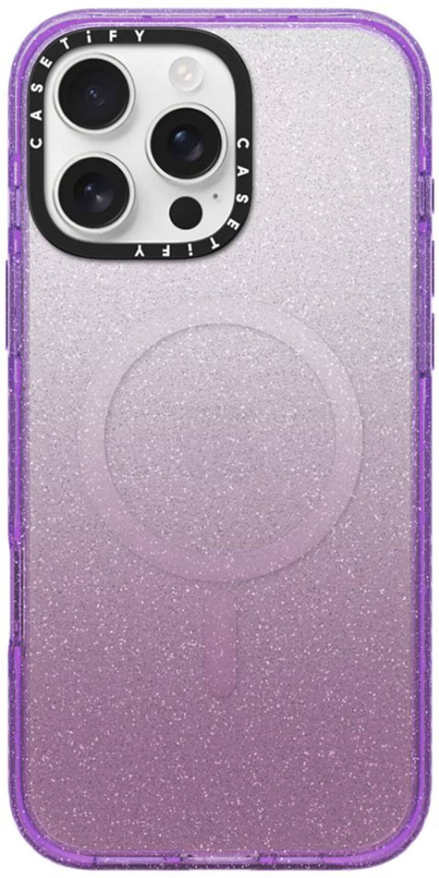 Front. CASETiFY - iPhone 16 Pro Max Glitter Case MagSafe Compatible - Purple - Purple.