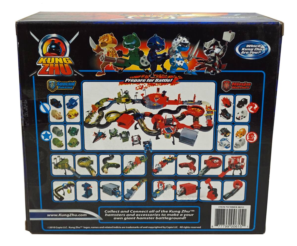 KUNG ZHU Special Forces Prepare for Battle! Which Kung Zhu Are You?  
NIA Warrior  
www.KungZhu.com  
Collect and Connect all of the Kung Zhu hamsters and accessories to make your own giant hamster battleground!  
ITEM NUMBER S311  
©2010 Cepia LLC. Kung Zhu™ logos, names and related indicia are trademarks of and copyrighted by Cepia LLC. All rights reserved.  
8 77799 00615