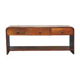 Artisan Furniture - Solid Wood Aspen Slim Media Unit, 3 Drawers, 1 Open Slot, Dark - Brown