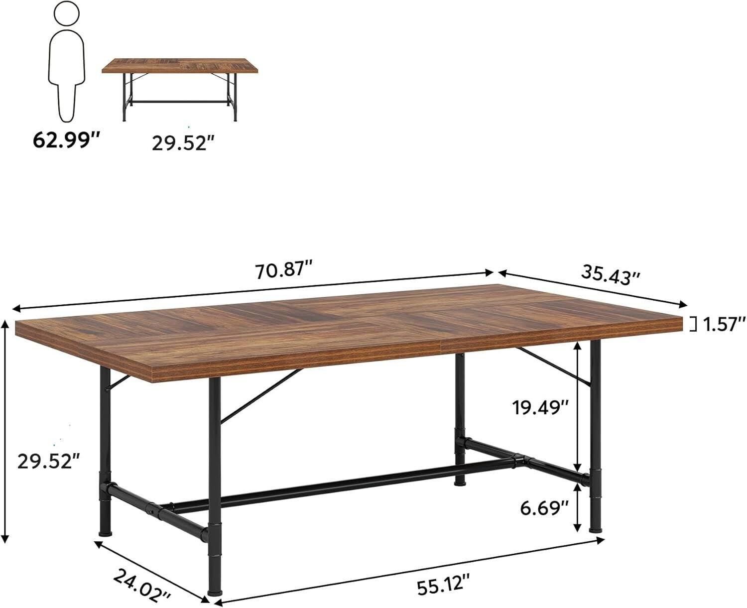 Tribesigns Conference Table with Engineered Wood Construction and Metal ...