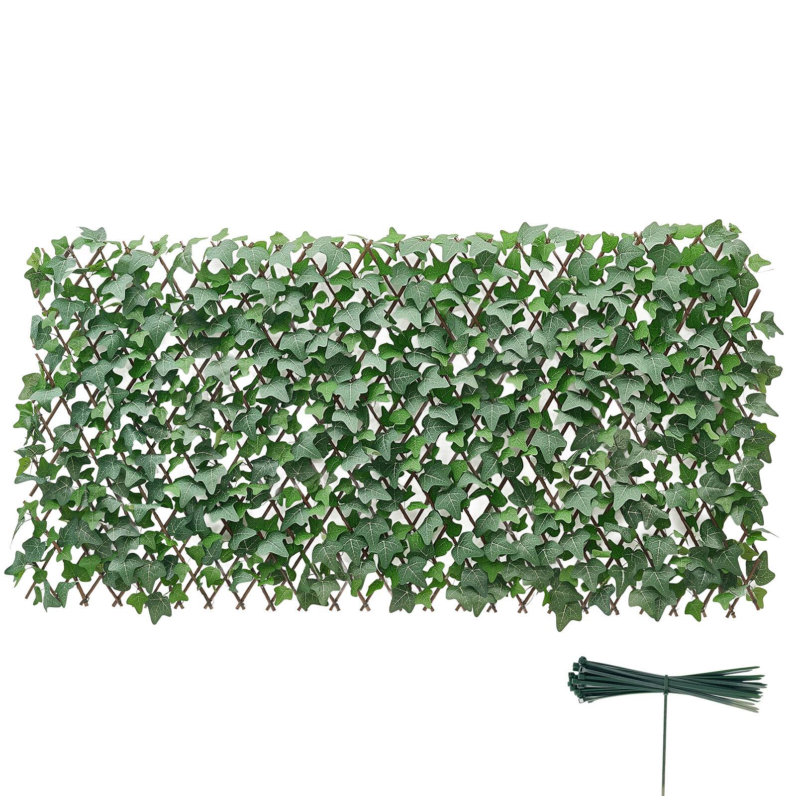 Alt View 5. VEVOR - Expandable Fence Privacy Screen,25 x 126 in Expand Artificial Plant Wall,Realistic Artificial Ivy Panel with 50 Zip Ties - Mixed Light Green and Dark Green.