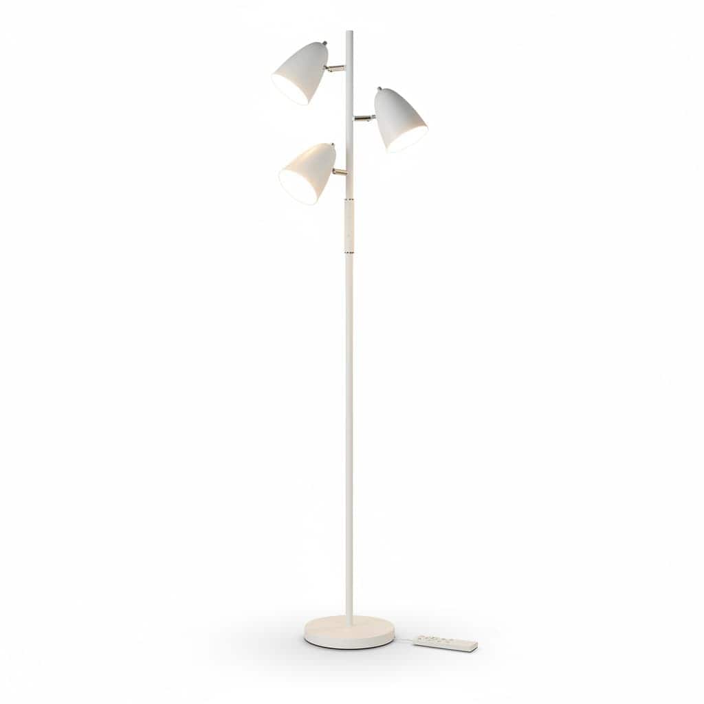 FINEAK - 3-Light Tree Floor Lamp - LED Standing Lamp with 4 Color Temperatures - White