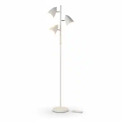 Front. FINEAK - 3-Light Tree Floor Lamp - White LED Standing Lamp with 4 Color Temperatures - White.