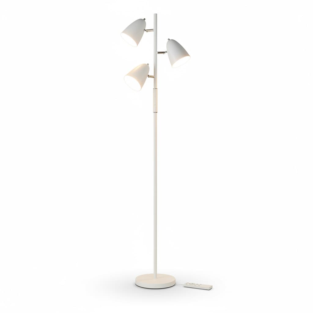 Front. FINEAK - 3-Light Tree Floor Lamp - White LED Standing Lamp with 4 Color Temperatures - White.
