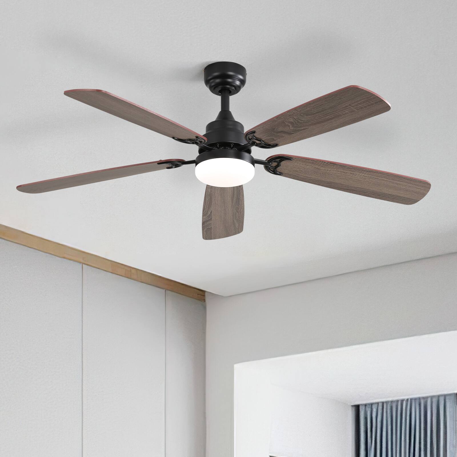 Alt View 6. Sofucor - 52 Inch Flush Mount LED Ceiling Fan With Dual Finish Blades and Remote Modern Low Profile Ceiling Fan Bedroom Farmhouse - Black.