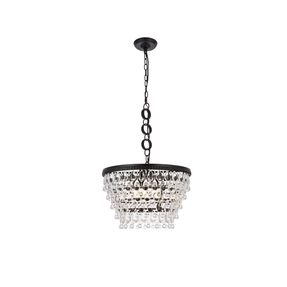 Elegant Lighting - Nordic 5 lights black pendant - Black And Clear
