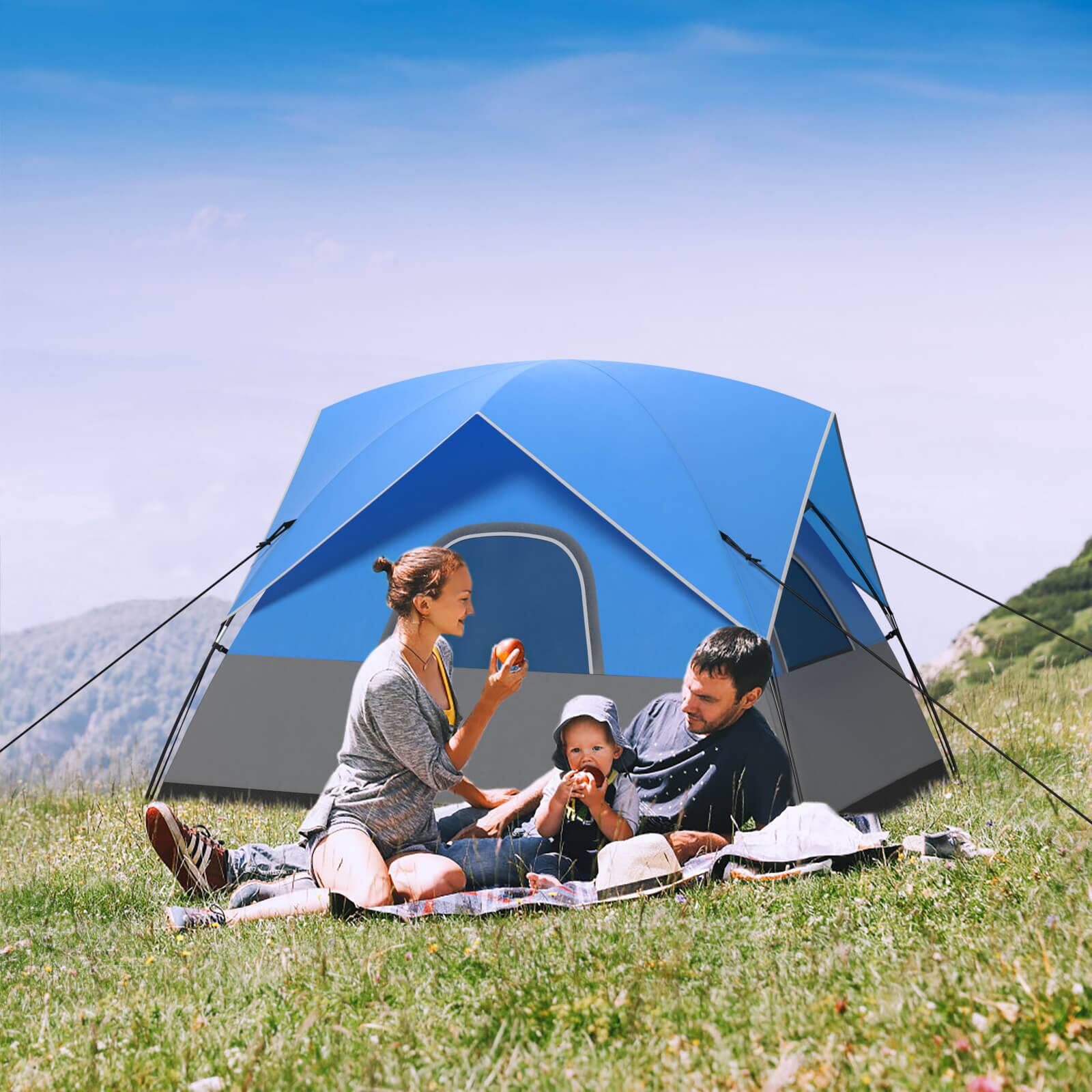 Alt View 11. Costway - Camping Tent for 2-3 People Waterproof & Windproof Family Dome Tent w/ Rainfly - Blue + Black.