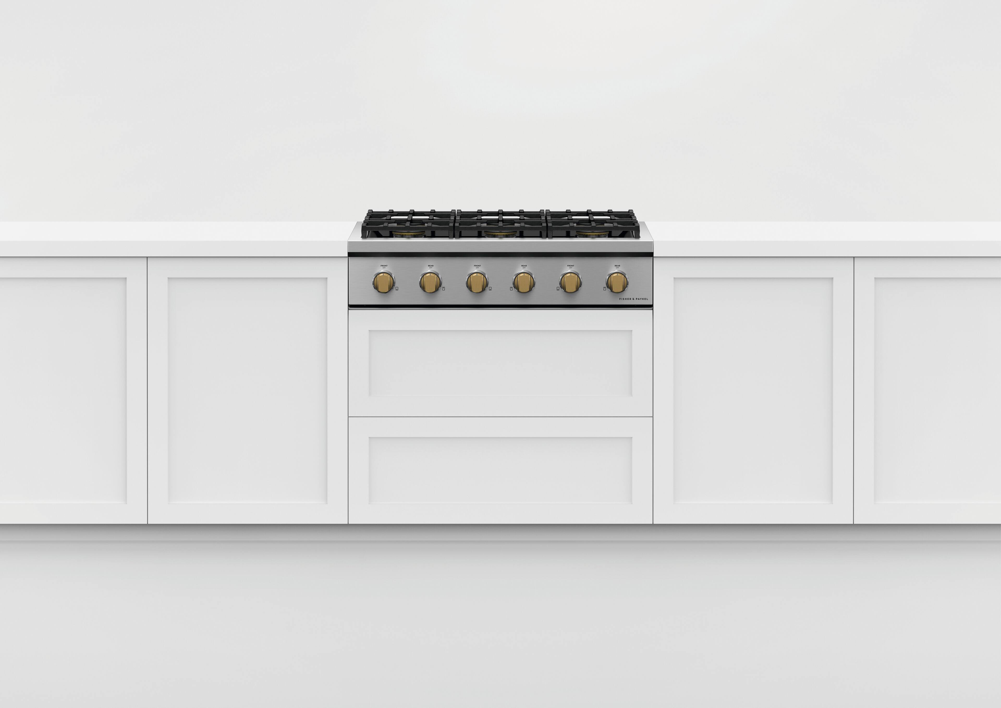 Alt View 14. Fisher & Paykel - Pro Rangetop Dial Kit, 36 in, 6 Burner - Brass.