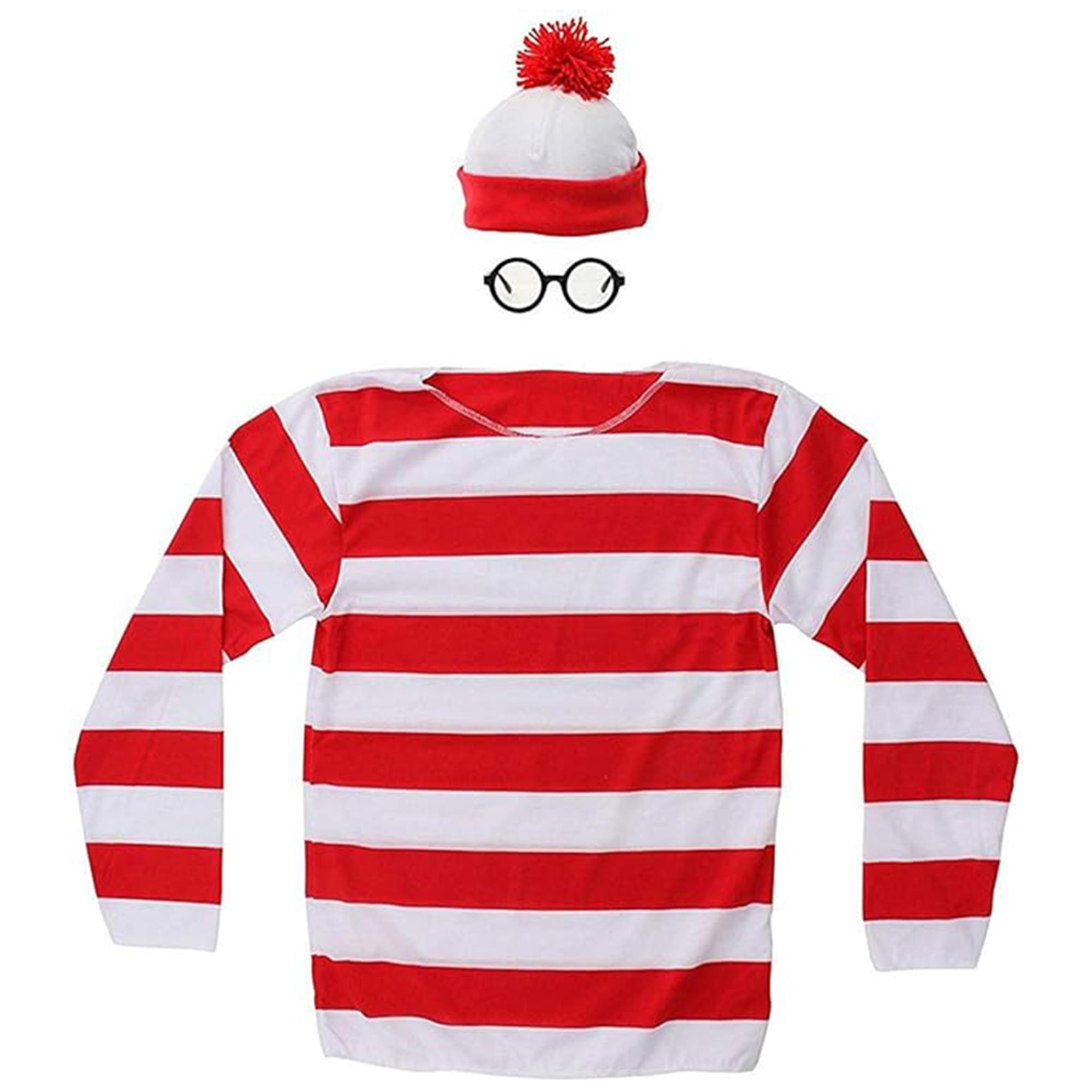 Alt View 1. Elope - Where's Waldo Adult Plus Costume XXL - Red/White.
