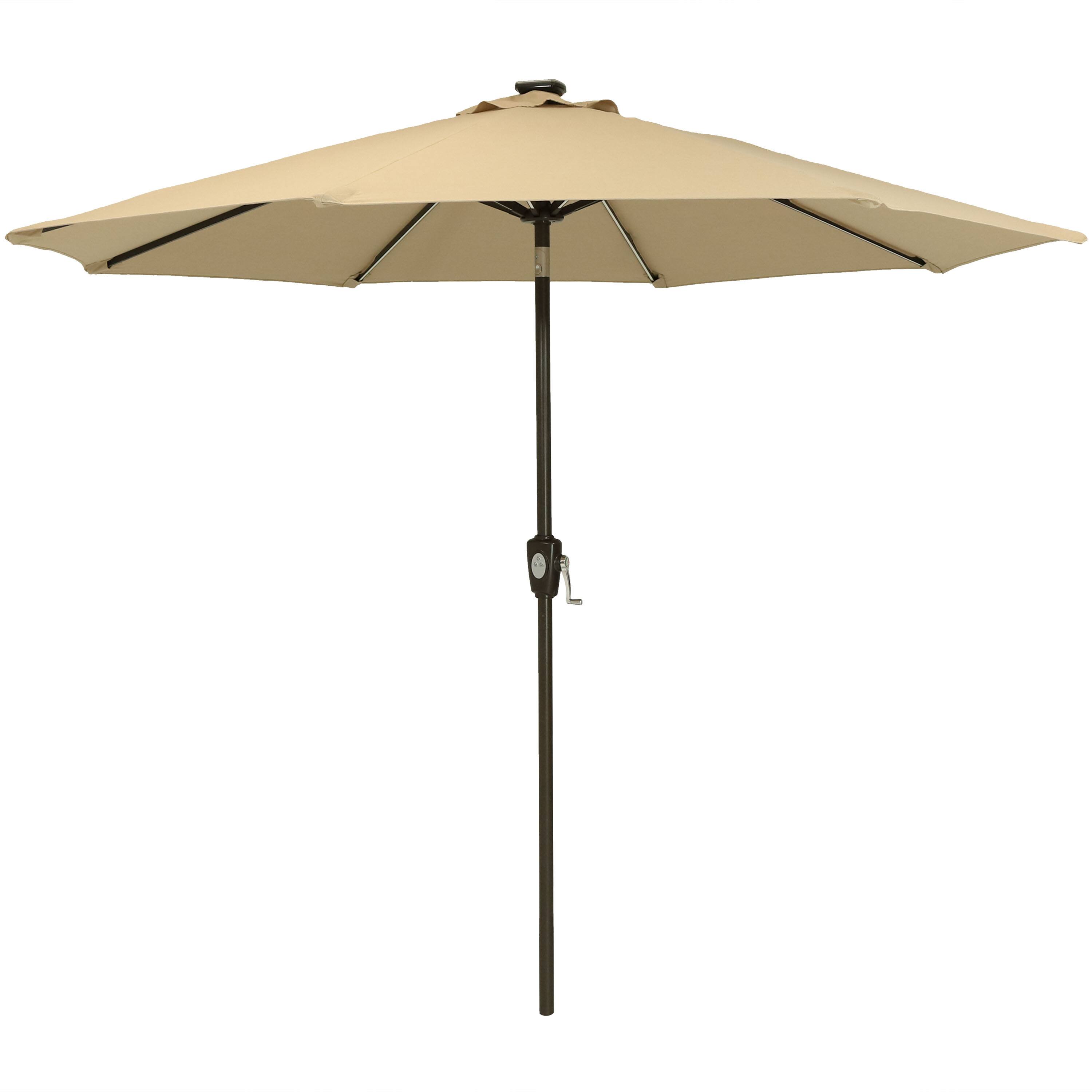 Alt View 10. Sunnydaze - 9 ft Solar Sunbrella Patio Umbrella with Tilt - Beige.