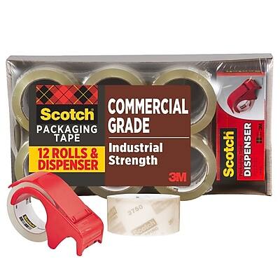 Scotch Commercial Packaging Grade Tape Industrial 12 Rolls & Dispenser Strength 3M 3750 Scotch
