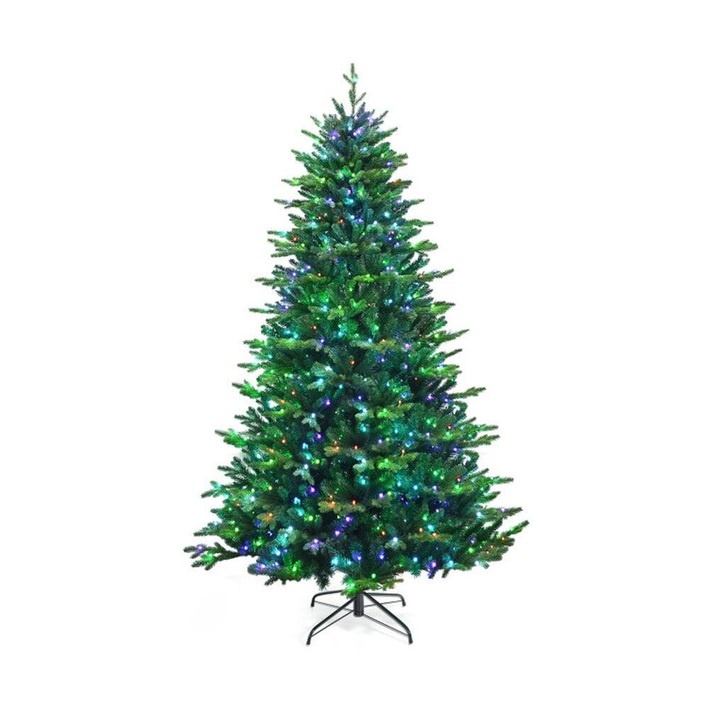 Angle. Kadyn - Home Party Christmas Tree Decorations,Pre-lit Artificial Hinged Christmas Tree with APP Controlled LED Lights-8 ft - Green.
