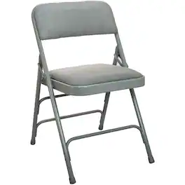 Emma + Oliver - 2-pack Advantage Padded Metal Folding Chair - Fabric Seat - Grey Fabric/Grey Frame