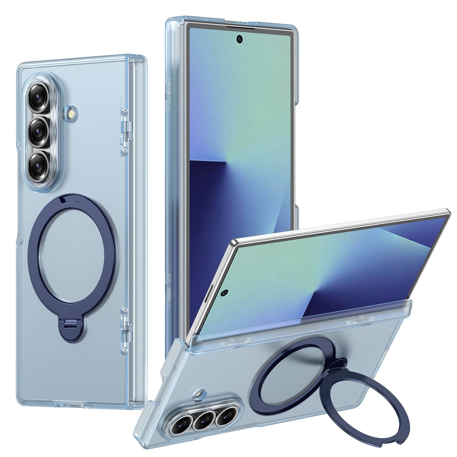 Dteck - Shockproof Frosted Phone Case for Samsung Galaxy Z Fold8 Ultra with Ring Stand, Slim Magnetic Rigid Plastic Hinge Cover - Matteblue price history on PriceWatchPro