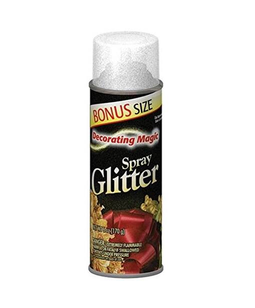 BONUS SIZE  
Decorating Magic  
Spray Glitter  

5 OZ (170 g)  

DANGER: EXTREMELY FLAMMABLE  
FATAL IF SWALLOWED  
UNDER PRESSURE  

NONMIGRABLE  
ALLOWED