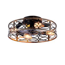 GOODSILO - 20" Low Profile Caged Fan with Light & Remote, Farmhouse Flush Mount, 6-Speed Reversible (Bulbs Not Included) - Blush+Gold,Bronze