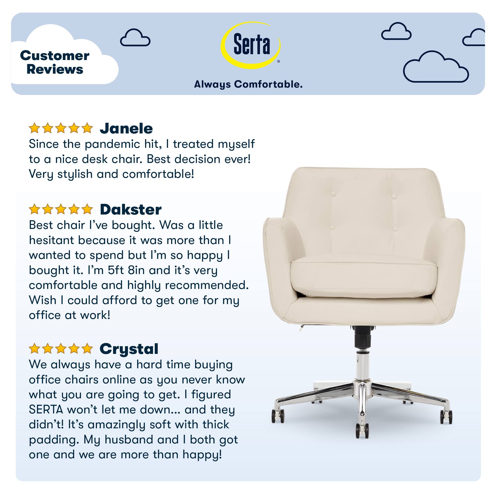 Alt View 18. Serta - Ashland Bonded Leather & Memory Foam Home Office Chair - Cream.
