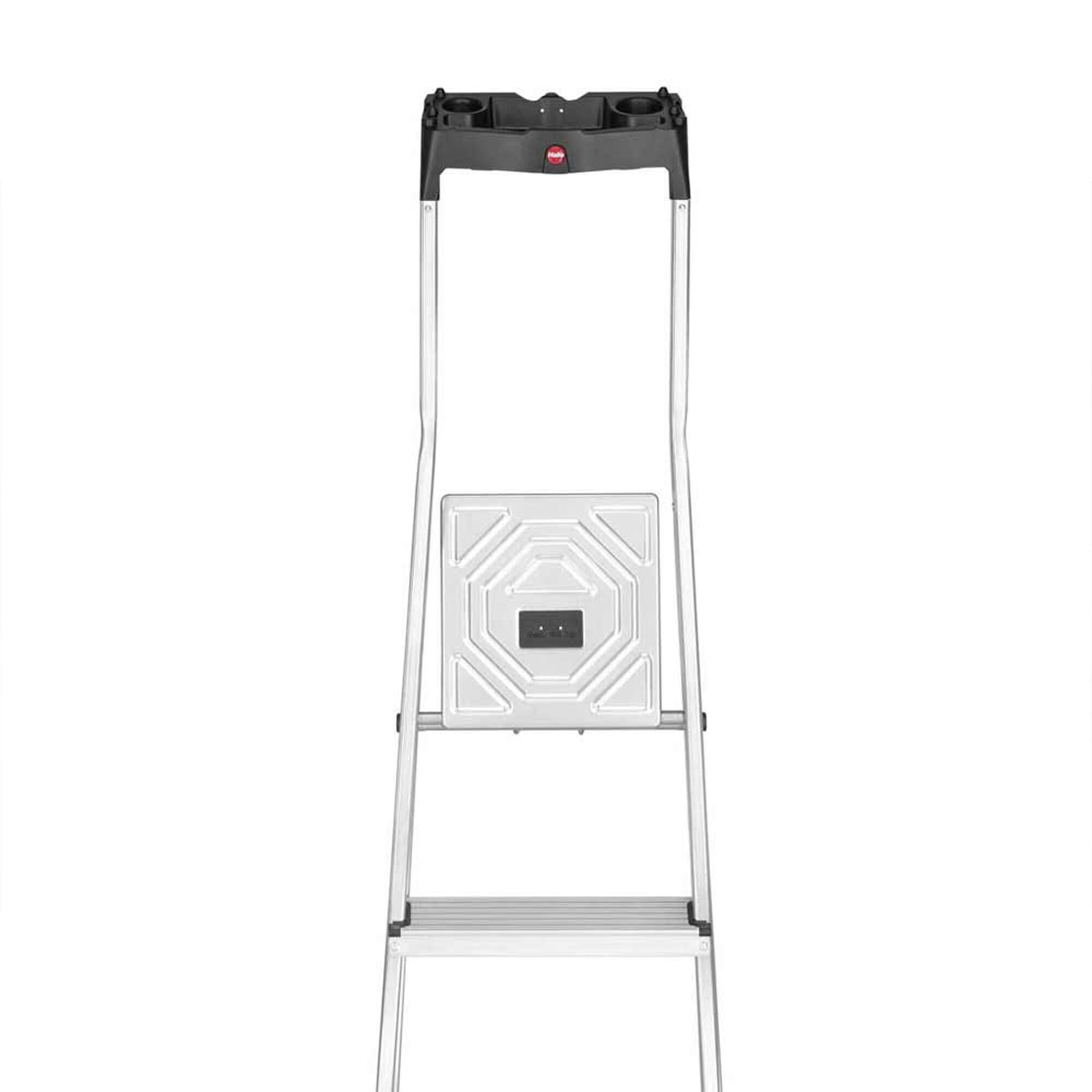 Alt View 8. Hailo - Hailo Folding Step Stool, 5 Step Ladder w/ Tray for Home & Kitchen, L60, Silver - Metal, Red & Black.