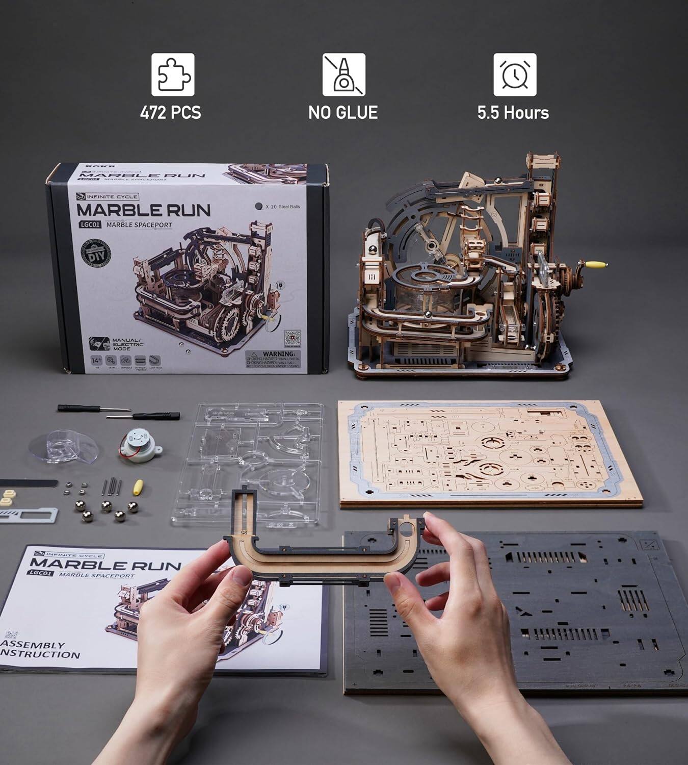 472 PCS NO GLUE 5.5 Hours

MARBLE RUN
MARBLE SPACEPORT
LGCO1

DIY II MANUAL
MODE 141

WARNING

MARBLE RUN MARBLE SPACEPORT ASSEMBLY INSTRUCTION