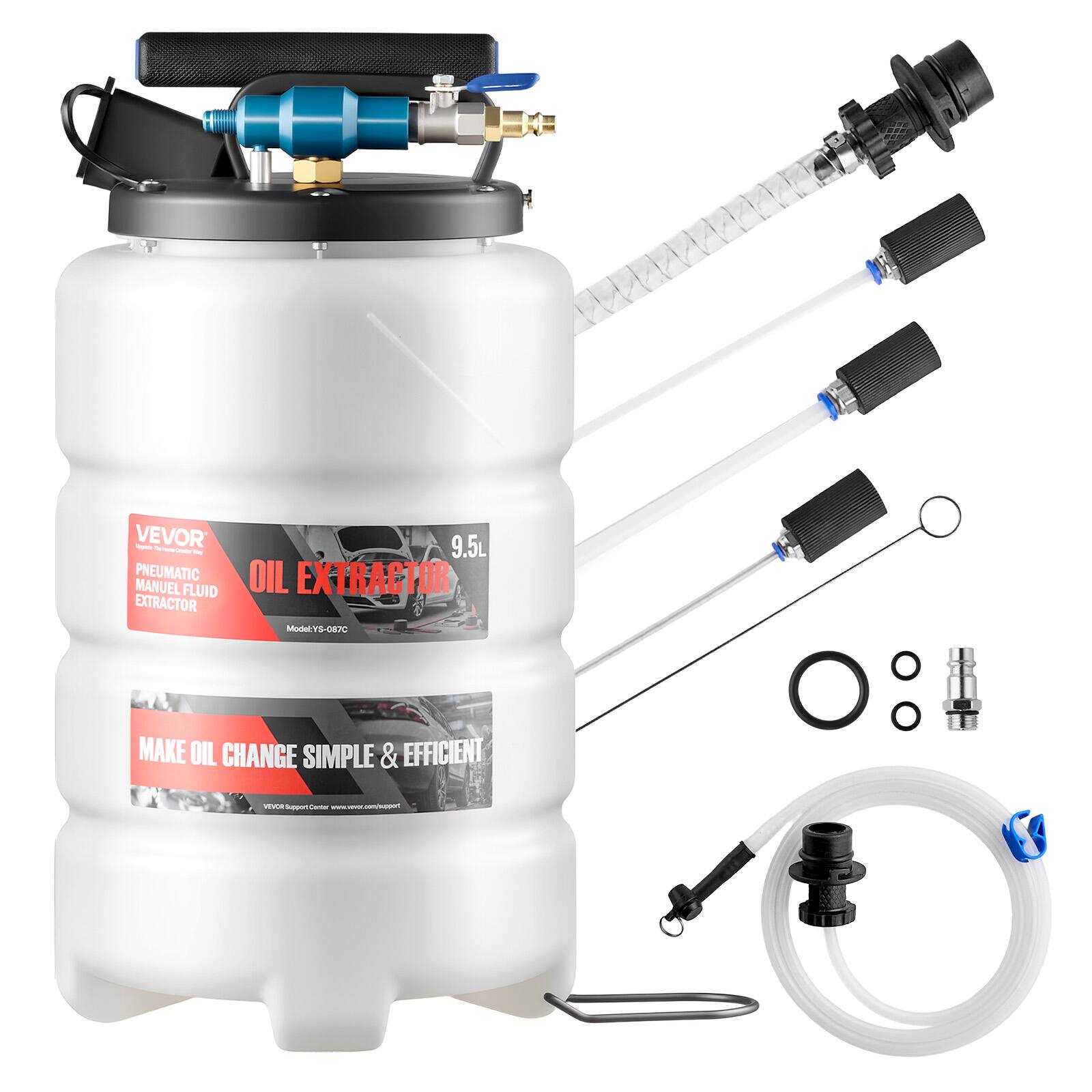 VEVOR - PNEUMATIC MANUAL FLUID EXTRACTOR 9.5L OIL EXTRACTOR  
Model 15-087C  
MAKE OIL CHANGE SIMPLE & EFFICIENT