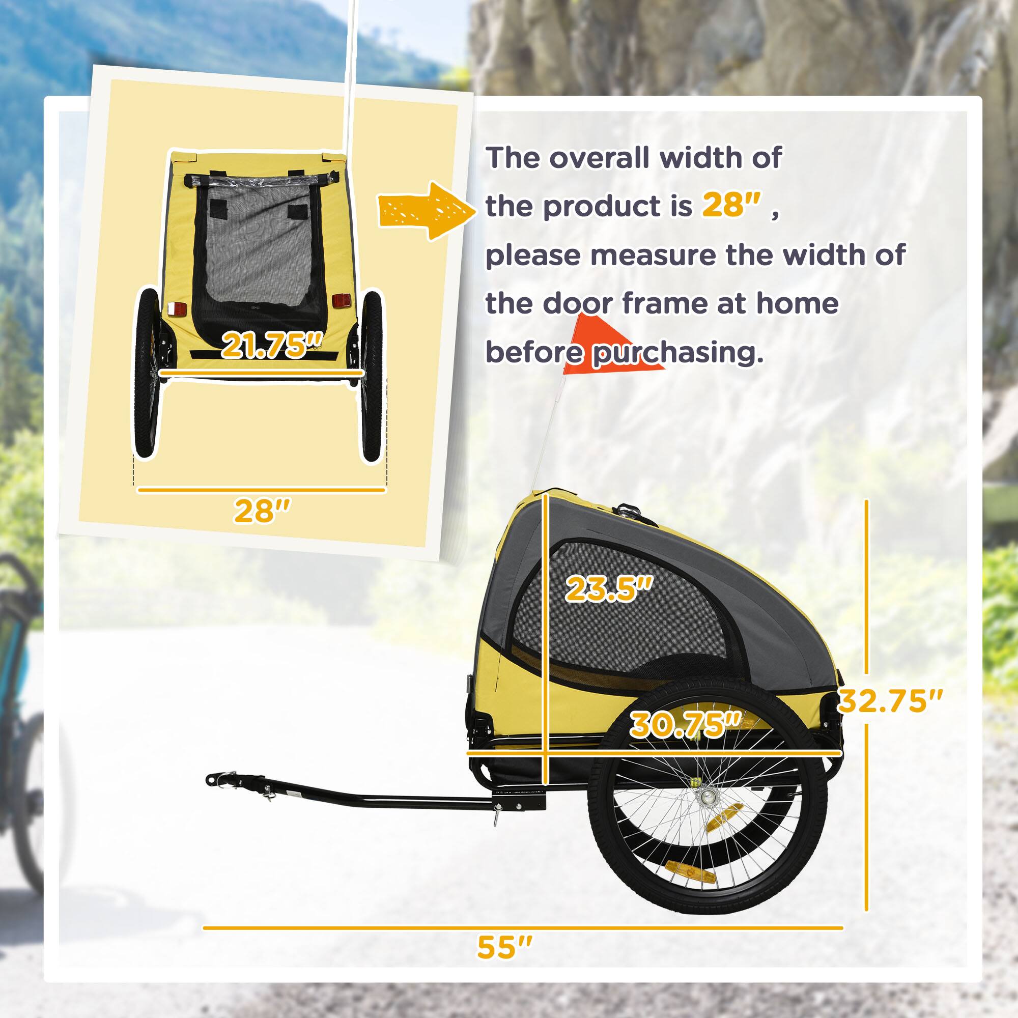 21.75" The overall width of the product is 28", please measure the width of the door frame at home before purchasing. 28" 23.5" 30.75" 32.75" 55"