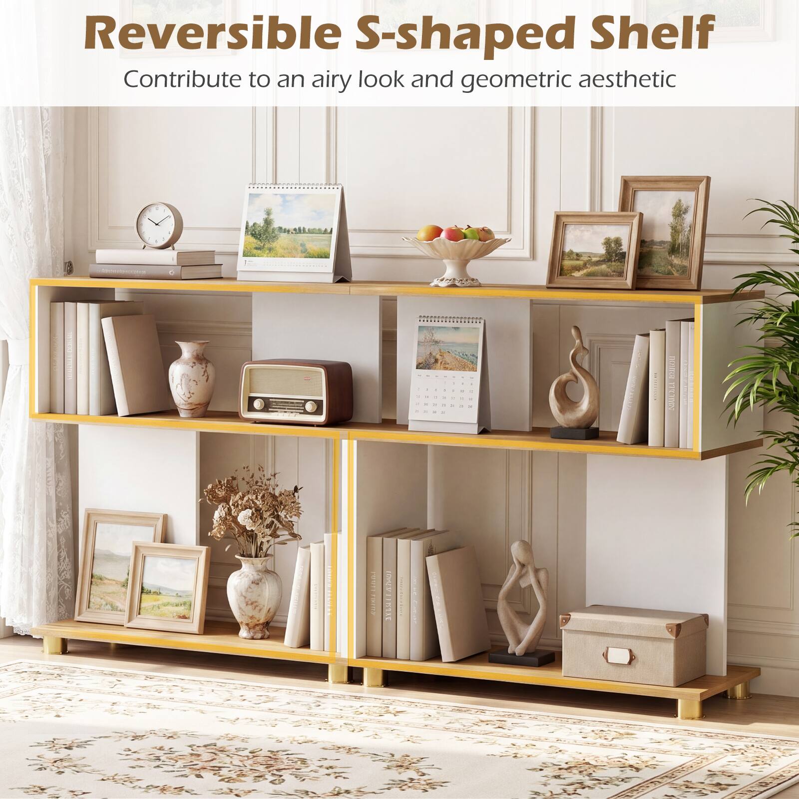 Reversible S-shaped Shelf  
Contribute to an airy look and geometric aesthetic